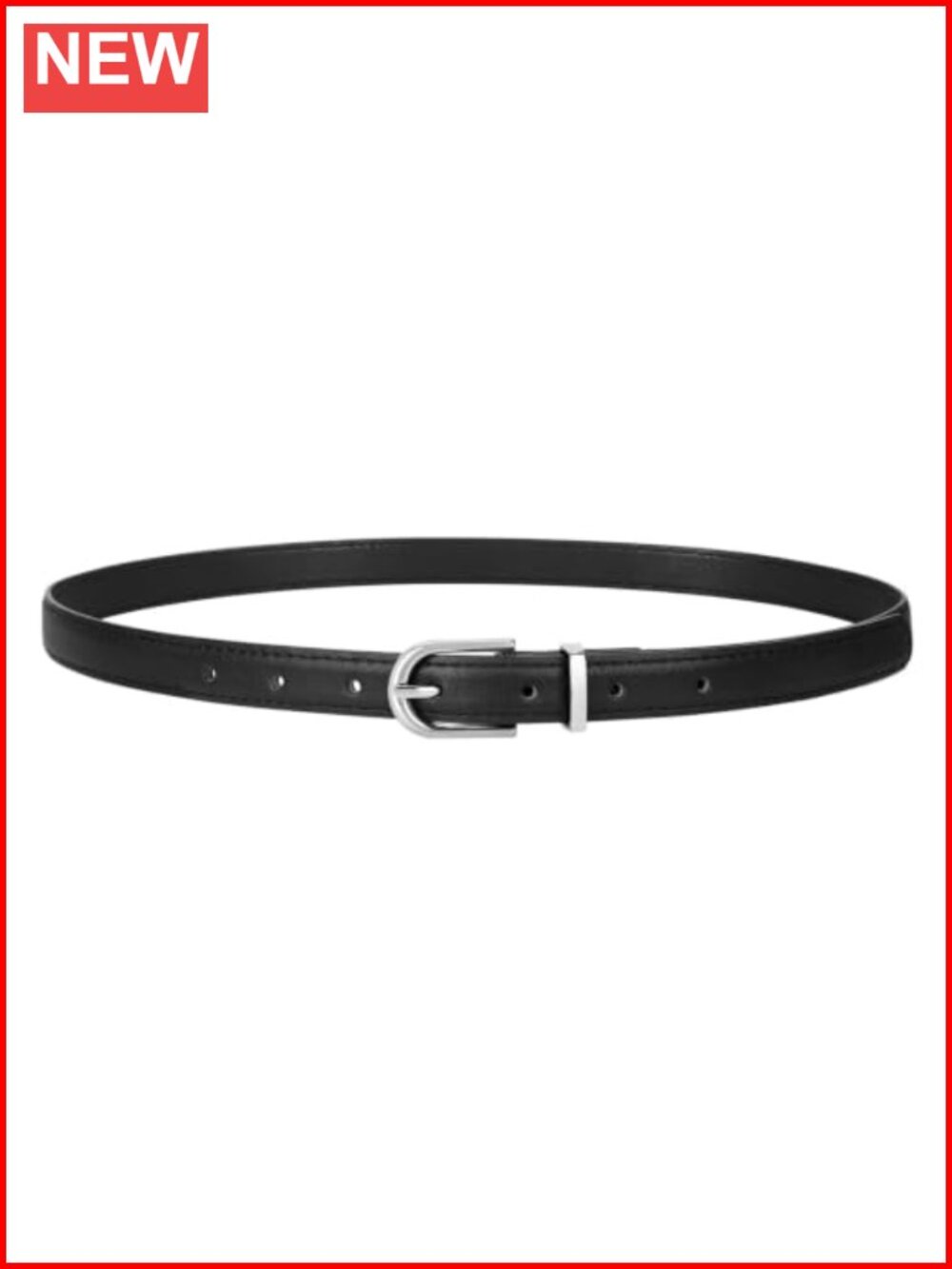 Women's Skinny Faux Leather Belt Thin Metal Buckle for Jeans Dress Pants
